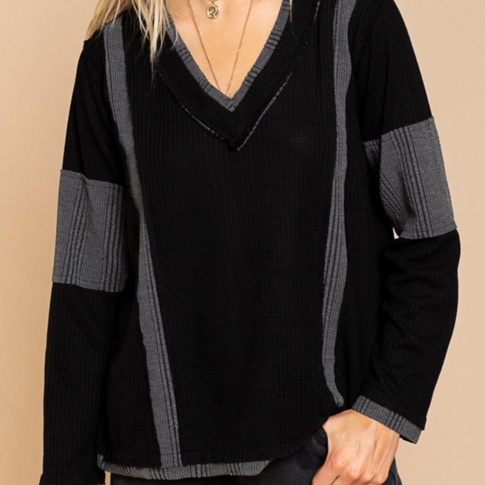 New Arrival. Relaxed fit top with contrast panels.